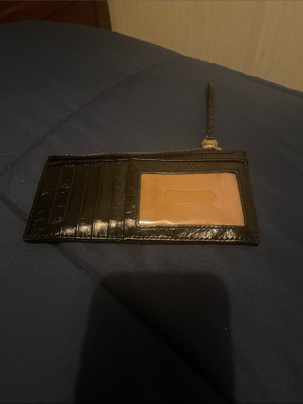 HOBO Black Leather Card Wallet with Tan ID Window